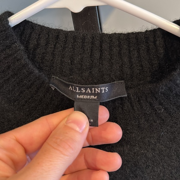 All Saints Medium new wool alpaca blend crop sweater black - Picture 3 of 4